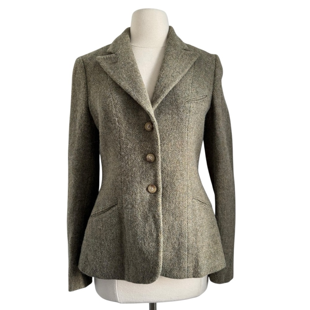 Ralph Lauren Blue Label Olive Green Wool Blend Tailored Blazer
